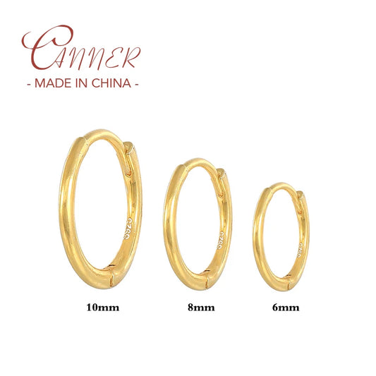 100% Real S925 Sterling Silver Jewerl Hoop Earrings for Women Girls Trendy O Shape round Cirle Earring Orecchini Donna Joyeria