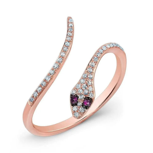 Acero Inoxidable Joyeria Mujer Stackable Rings Snake Rings for Women Gold Color Clear CZ Punk Rock Ring Animal Jewelry