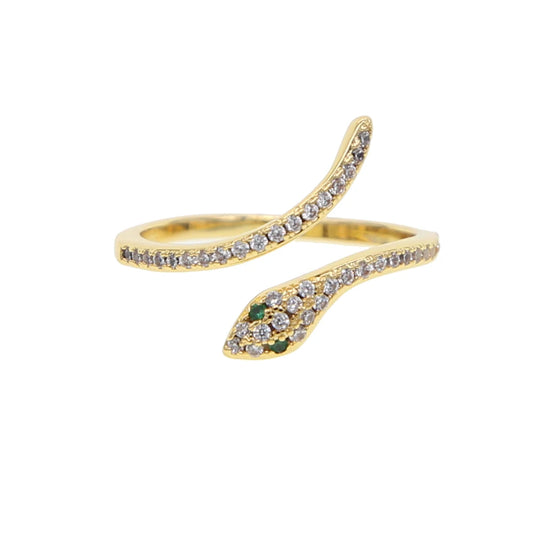 Acero Inoxidable Joyeria Mujer Stackable Rings Snake Rings for Women Gold Color Clear CZ Punk Rock Ring Animal Jewelry